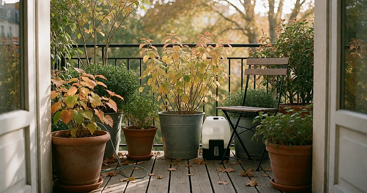 Arrosage automatique d'un balcon en automne : installer un kit sur batterie avant les premiers froids