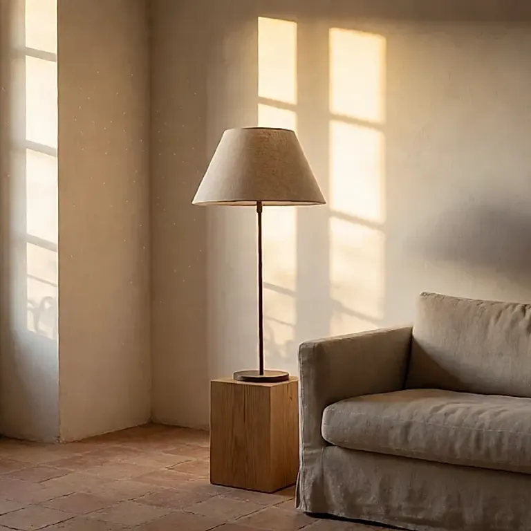 Remonter la lumière d'un salon en automne : hauteur de la source, surfaces dégagées et place de l'assise
